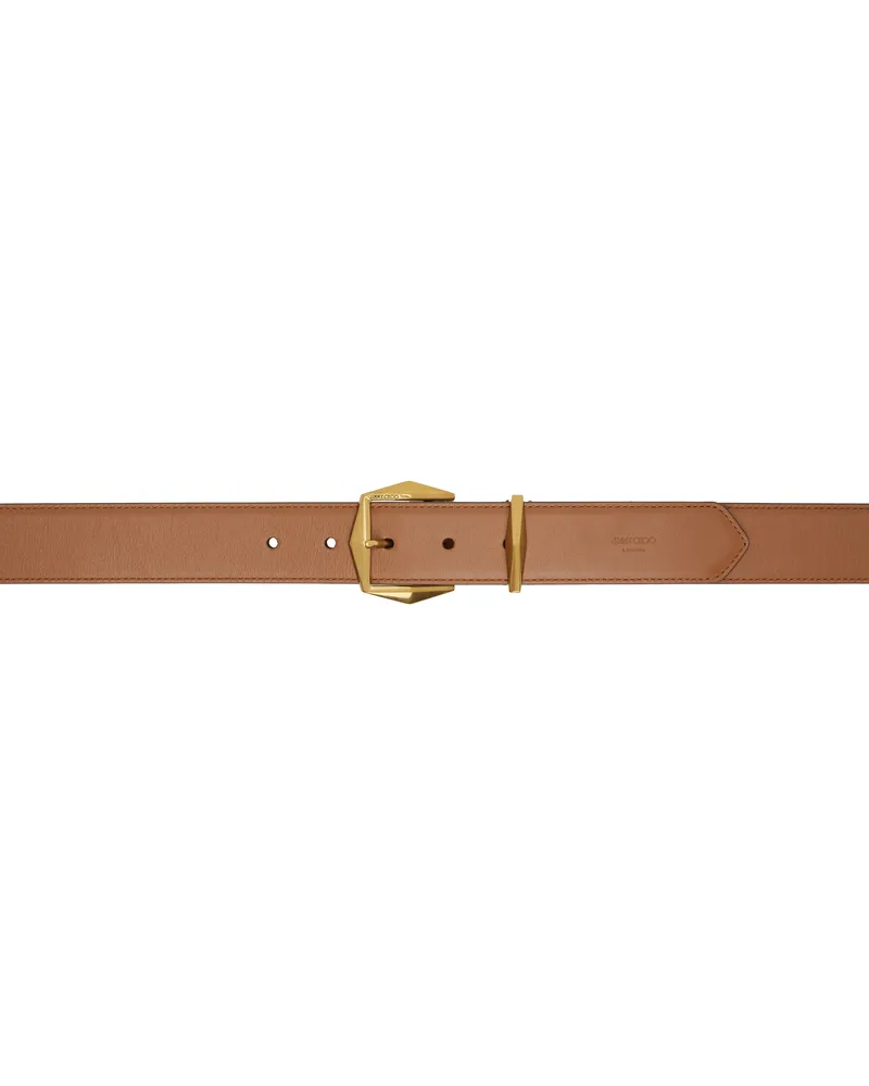 Jimmy Choo Tan Diamond Buckle Belt Tan