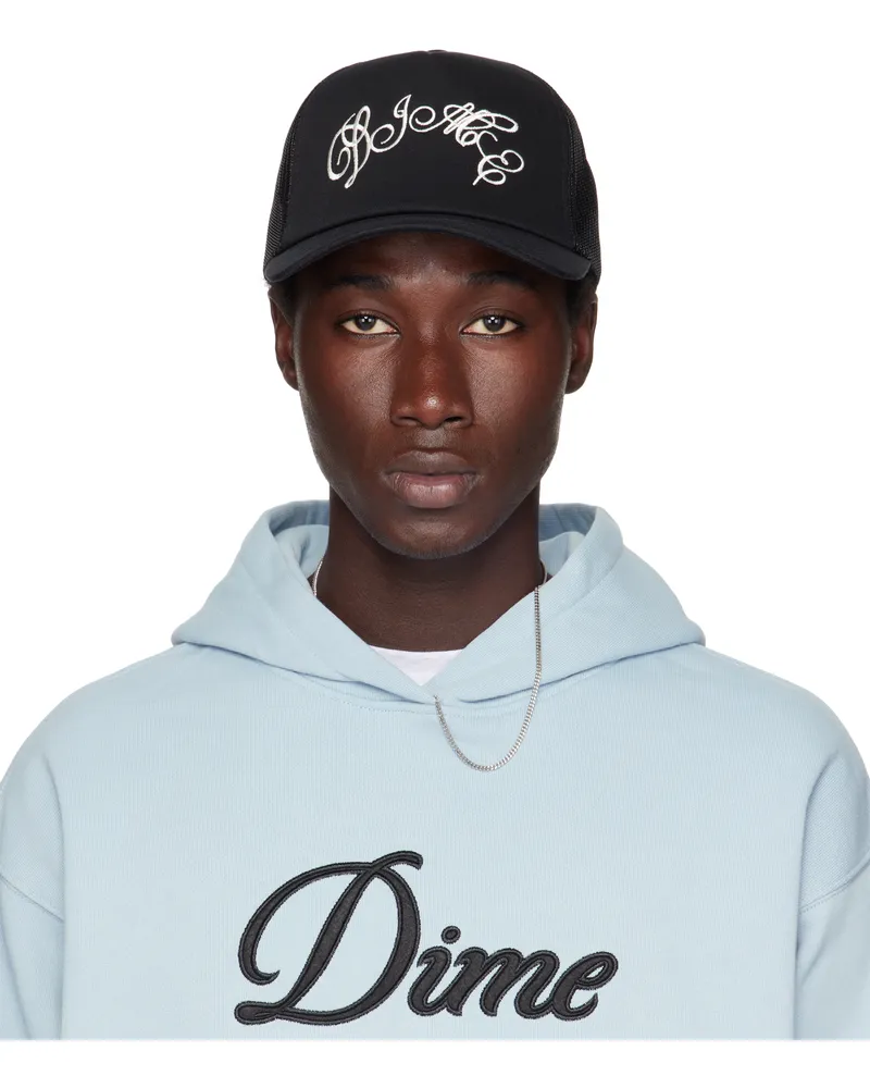 Dime Black Embroidered Fighter Trucker Cap Black
