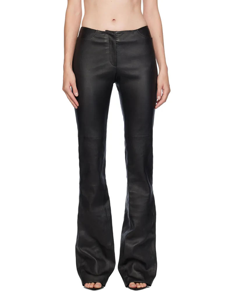 GCDS Black Multi Zip Skinny Leather Pants 99