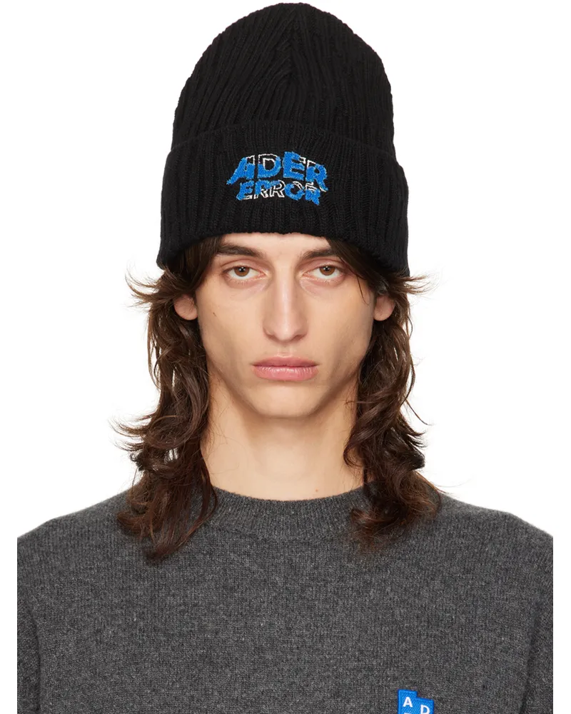 Adererror Black Edca Logo Beanie Noir