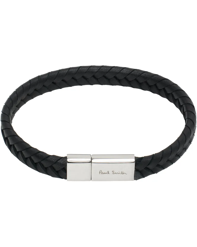 Paul Smith Black Braided Leather Bracelet 79