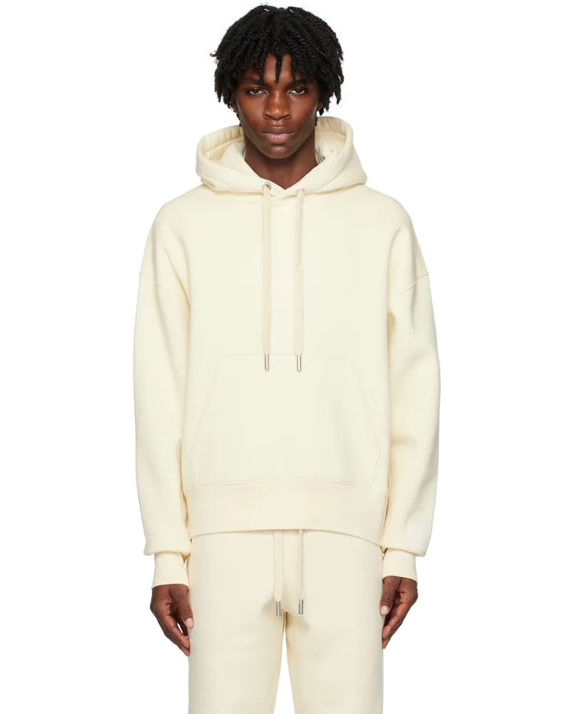 AMI Paris Off-White Drawstring Hoodie Ivory