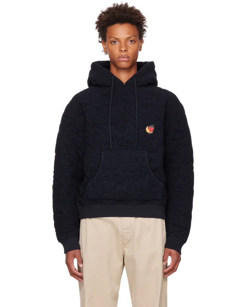 Sky High Farm Workwear Navy Quilted Hoodie 1