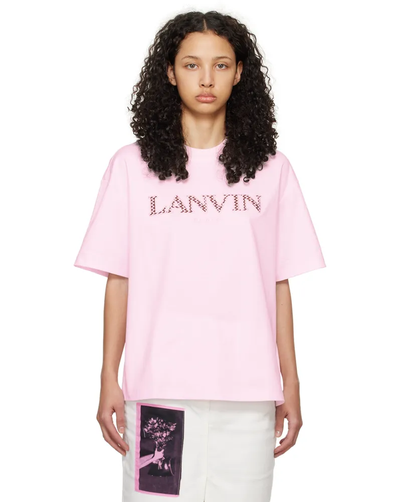 Lanvin Pink Oversized Embroidered Curb T-Shirt 502