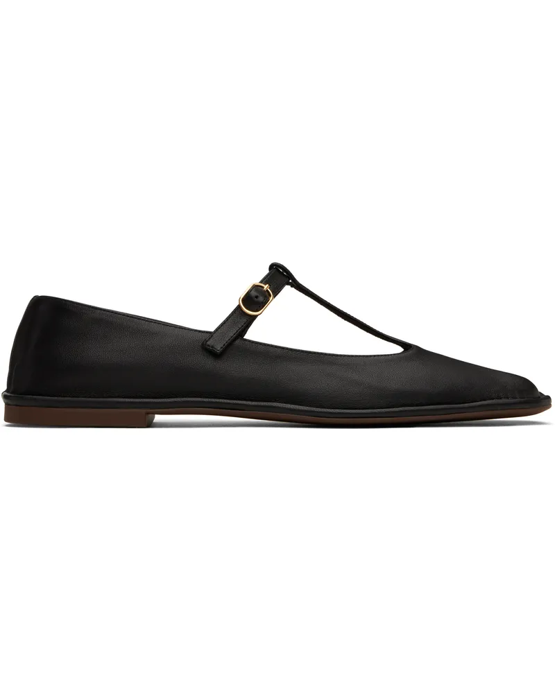 The Row Black Square T-Strap Ballerina Flats Blk