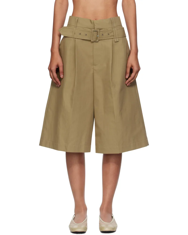 Simone Rocha Beige Wide Leg Multi Belt Loop Shorts Stone