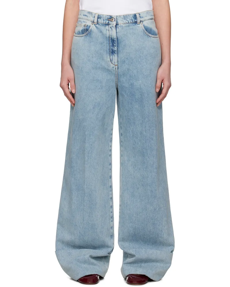 Lanvin Blue Wide-Leg Cuffed Jeans Light