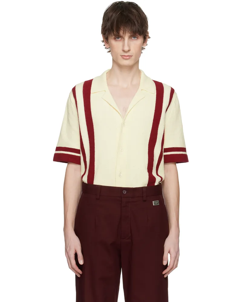 Dolce & Gabbana Off-White Cotton Knit Polo Shirt Bianco