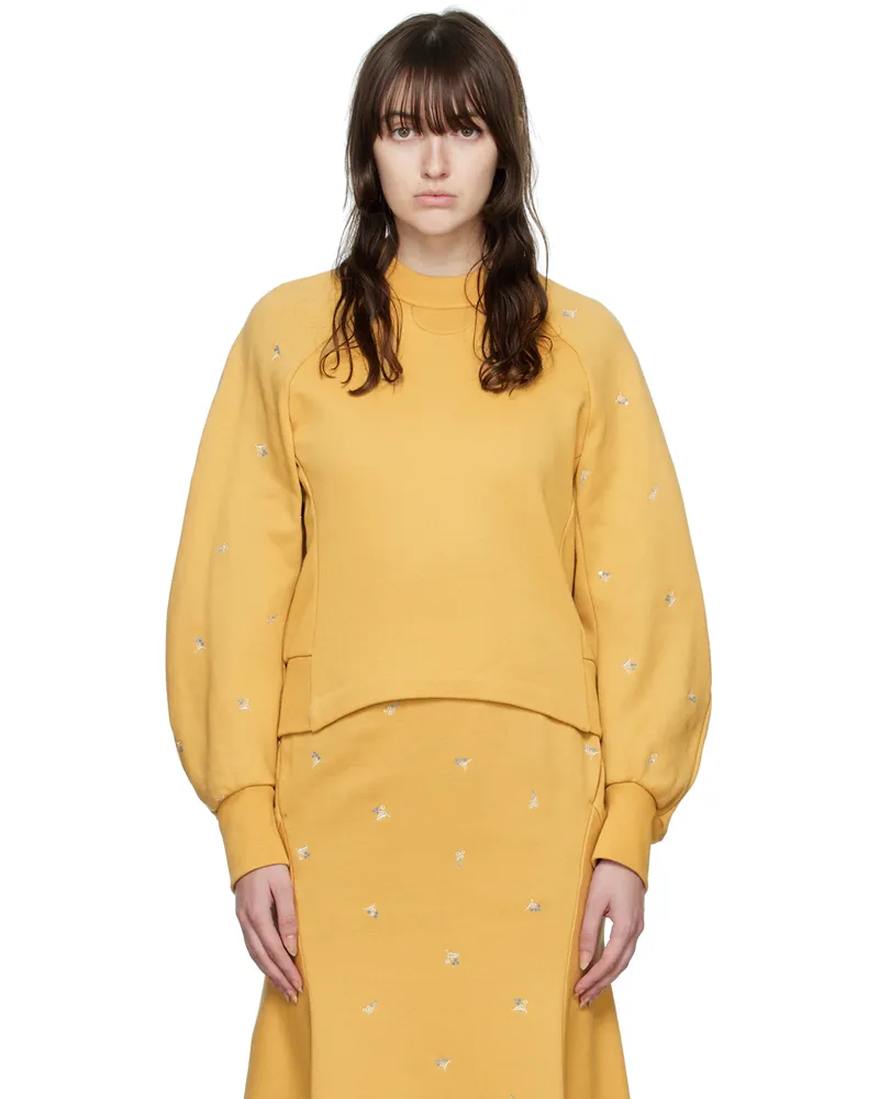 Mame Kurogouchi Beige Embroidered Sweatshirt Beige
