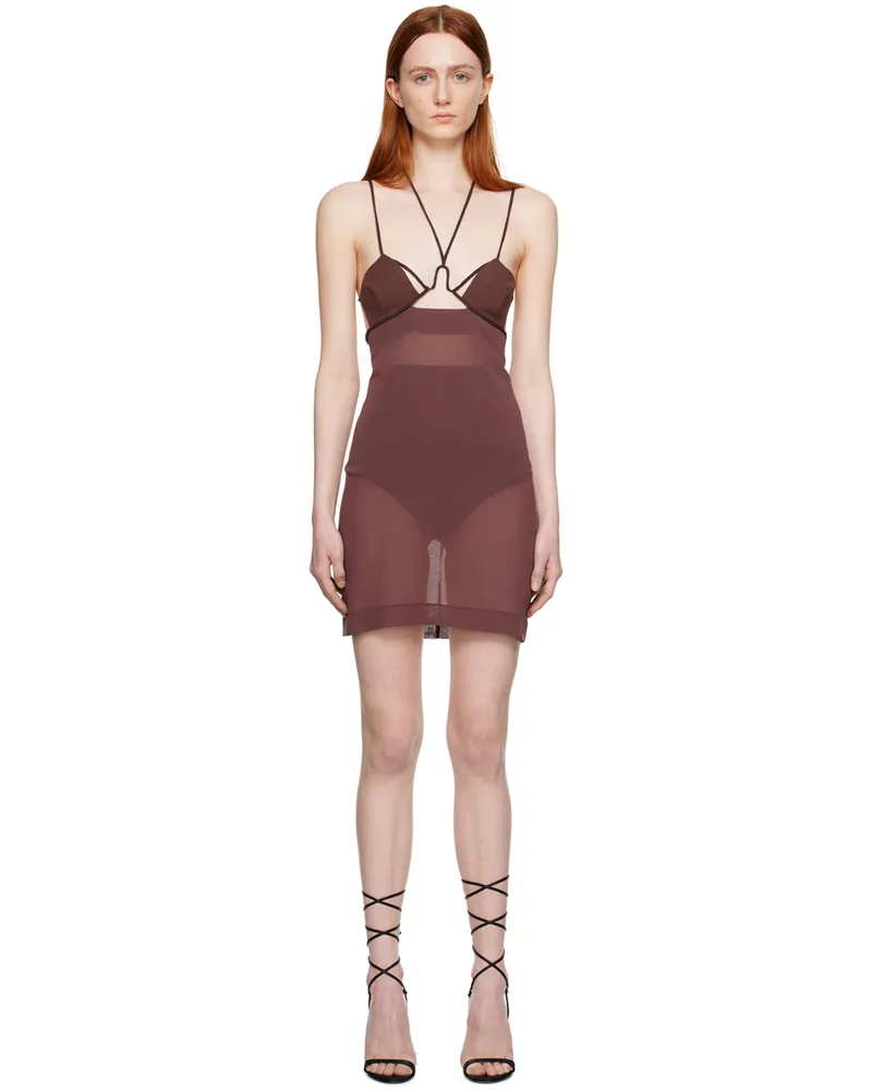 Nensi Dojaka Brown Sheer Minidress Bitter