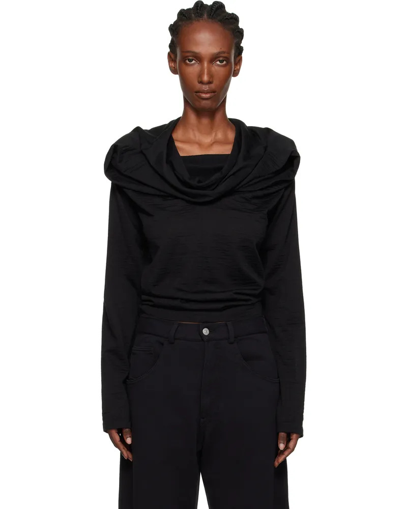 Maison Margiela Black Wool Jersey Long-Sleeved Top 900