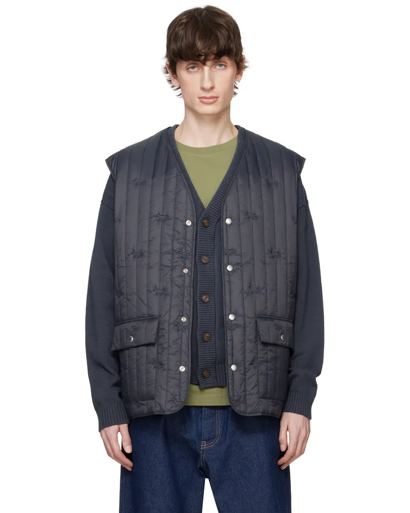 Kitsuné Gray Sleeveless Quilted Vest 0076
