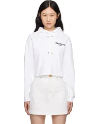 Balmain White Flocked Hoodie Gab