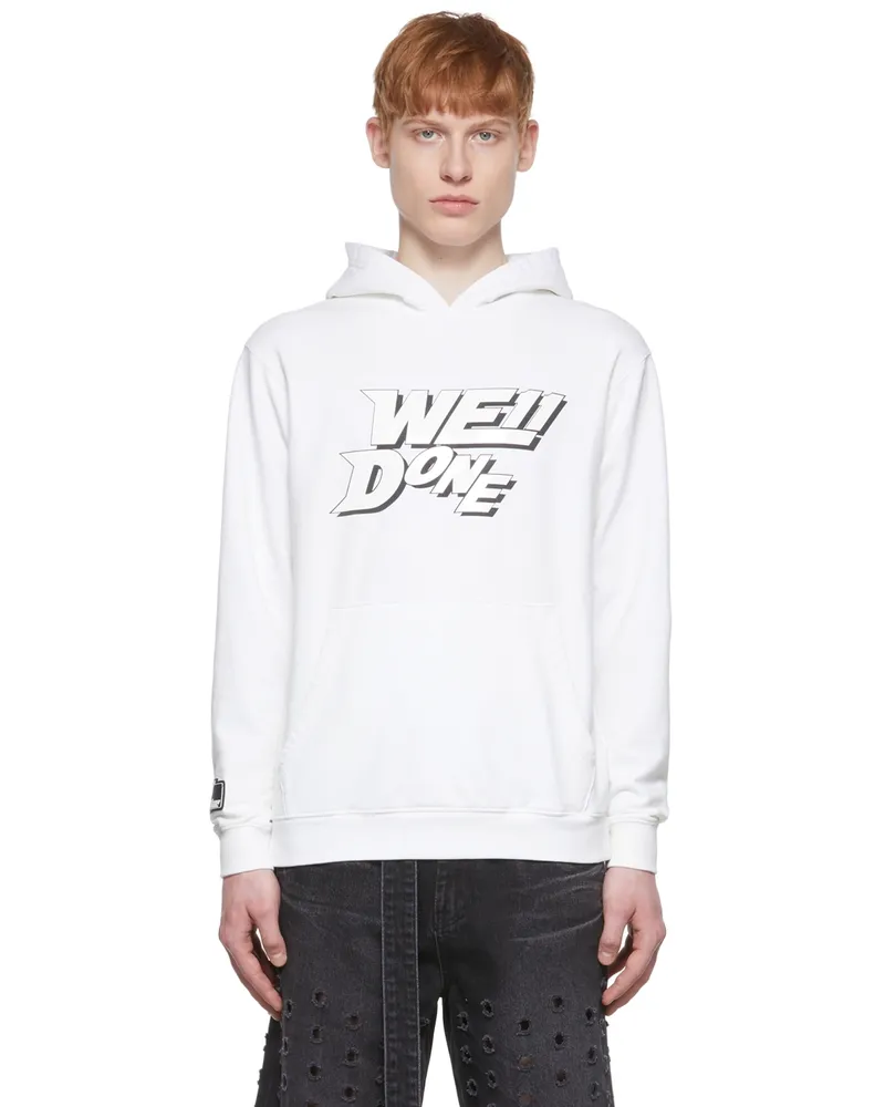 WE 11 DONE White Cotton Hoodie White