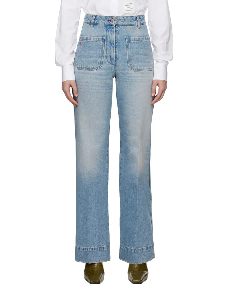 Victoria Beckham Blue Alina High Waisted Jeans Pale