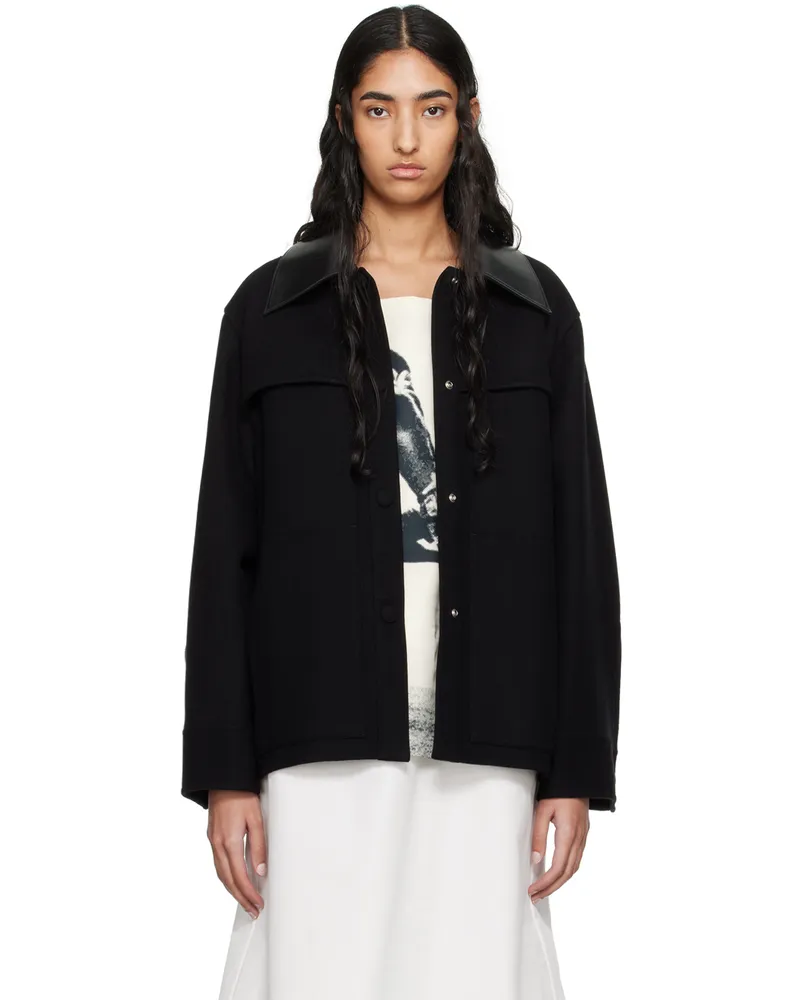 Jil Sander Black Pointed Collar Jacket 001