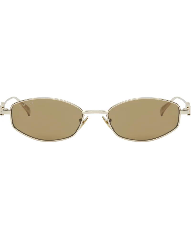 Gucci Gold Oval Frame Sunglasses 005