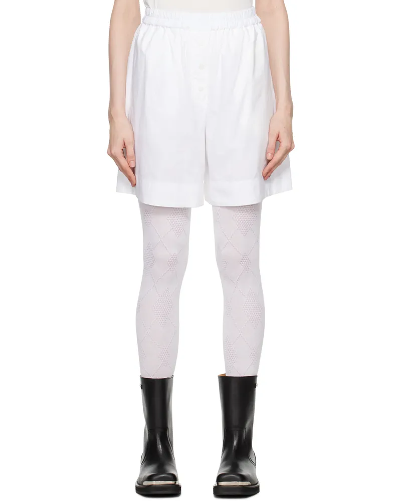 OPEN YY White Argyle Pyjama Shorts White