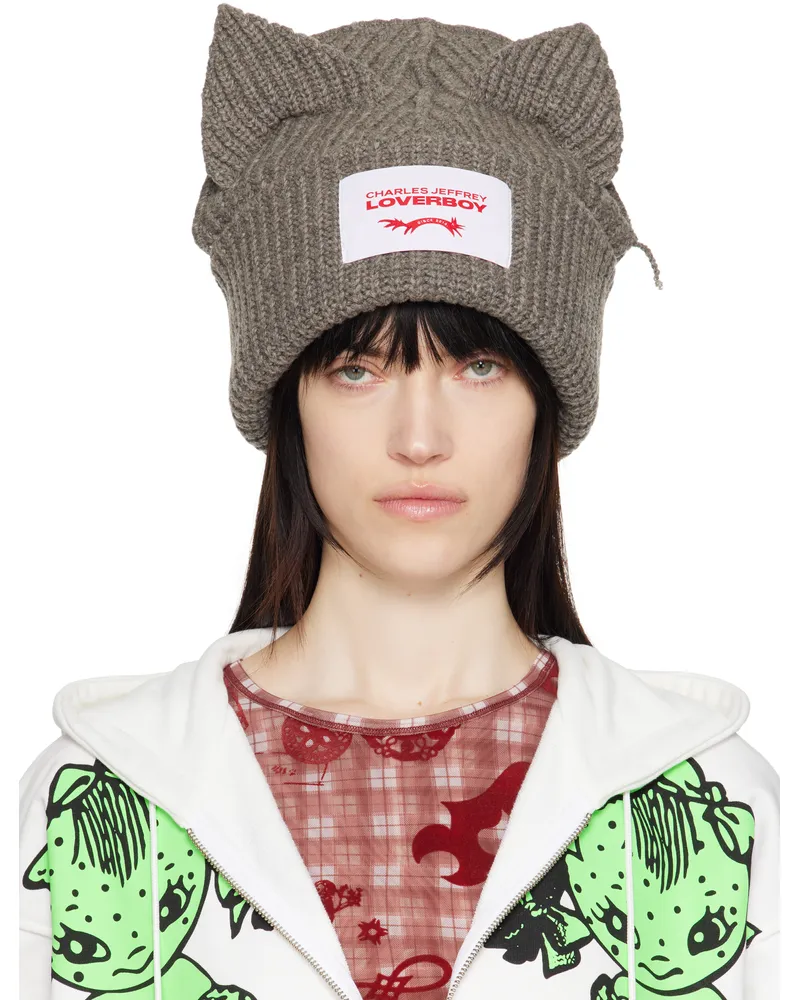 Charles Jeffrey Loverboy Gray Supersized Chunky Ears Beanie Grey