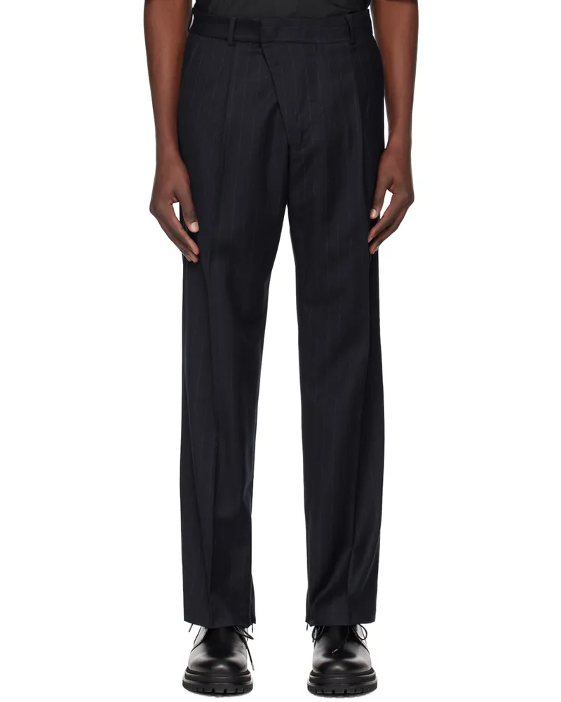 FourTwoFour on Fairfax Navy Striped Trousers Navy