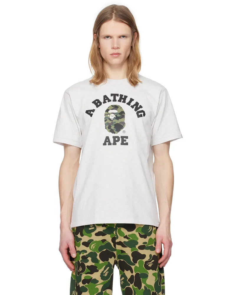 BAPE Gray 1st Camo College T-shirt Gray
