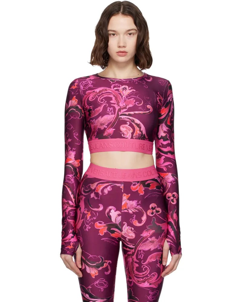 Versace Jeans Pink & Purple Lycra Barocco T-shirt E317