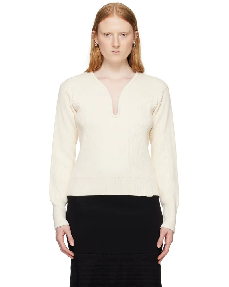 Victoria Beckham Off-White Frame Detail Sweater Natural