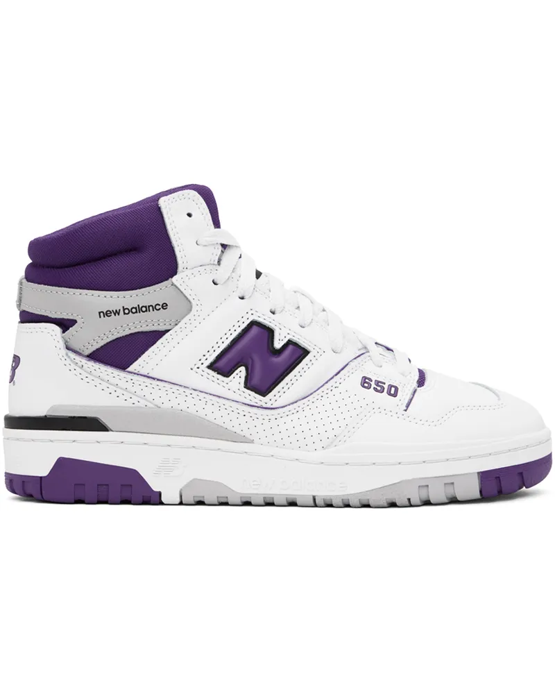 New Balance White & Purple 650 Sneakers White