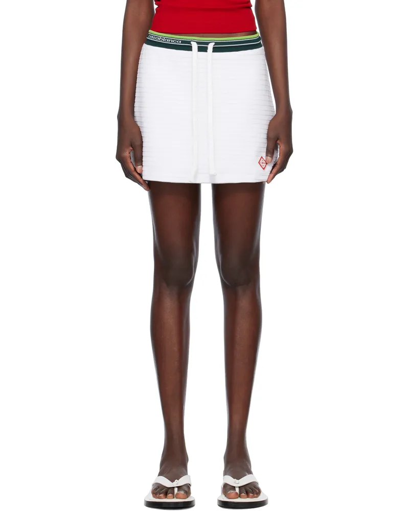 Casablanca Paris White Textured Velour Tennis Miniskirt White