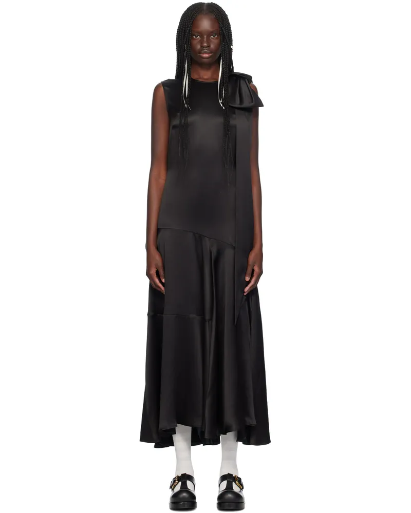 Simone Rocha Black Shoulder Bow Sheath Midi Dress Black