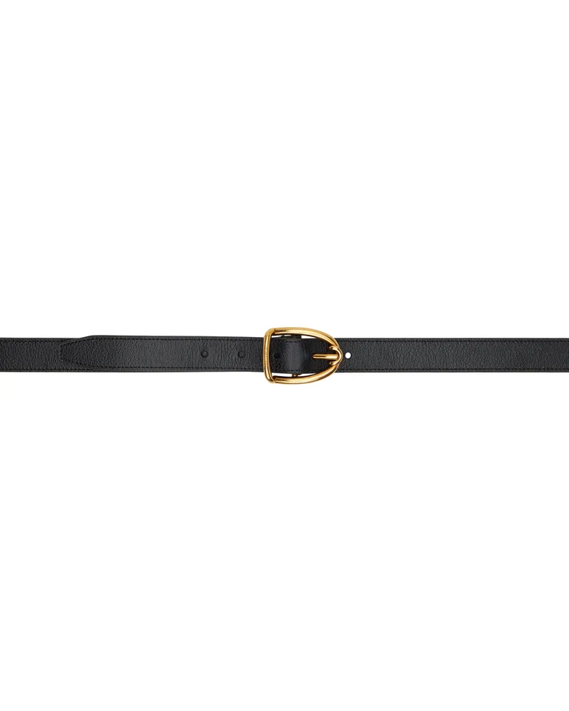 Tom Ford Black Angled Buckle Belt Black