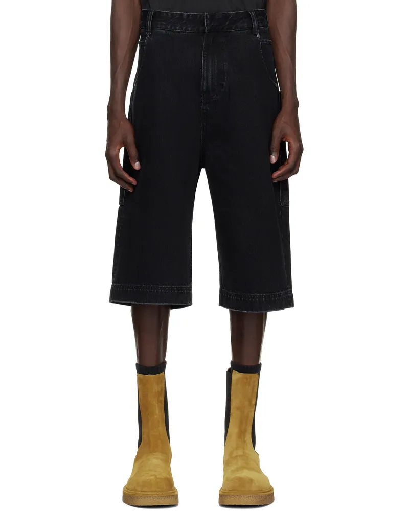 Entire Studios Black D Denim Shorts Magnetite