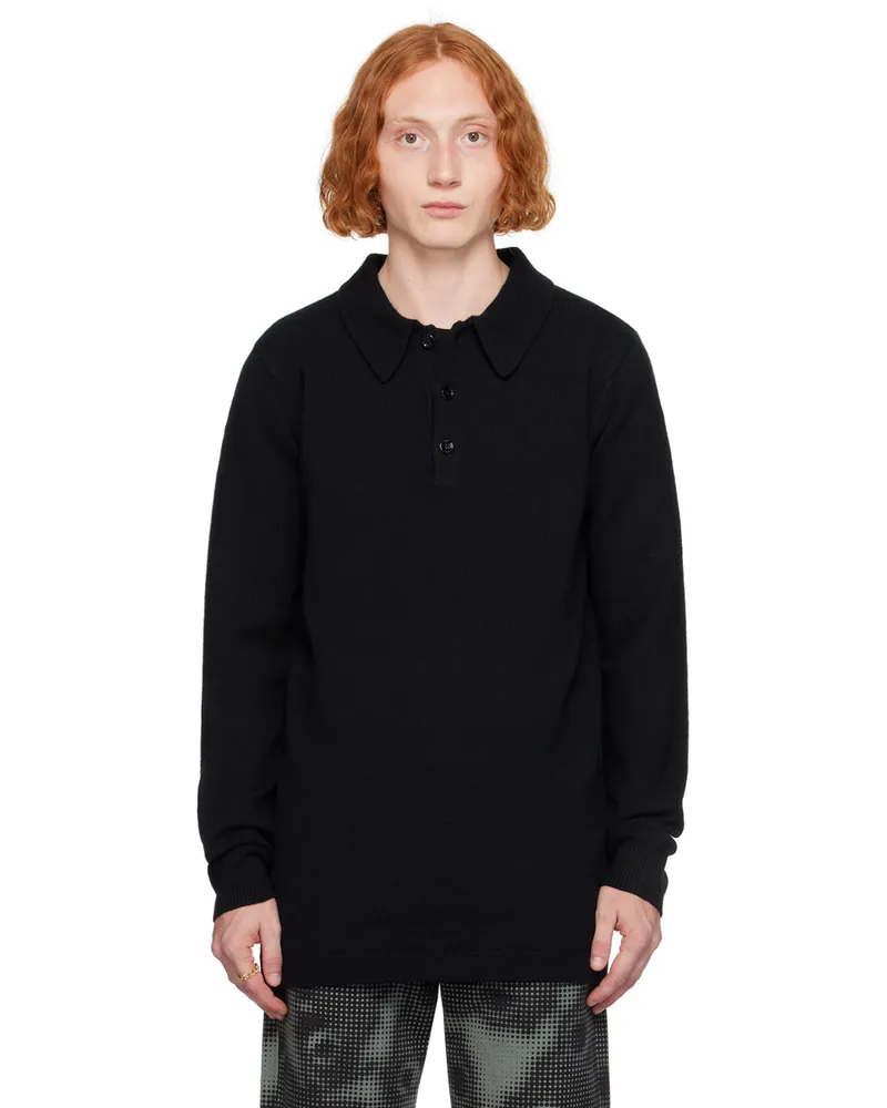 Dries van Noten Black Virgin Wool Polo 900