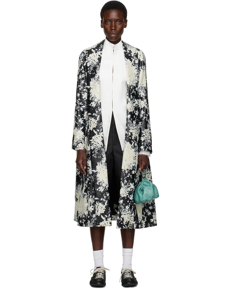 Comme des Garçons Black & White Printed Faux-Leather Coat 1