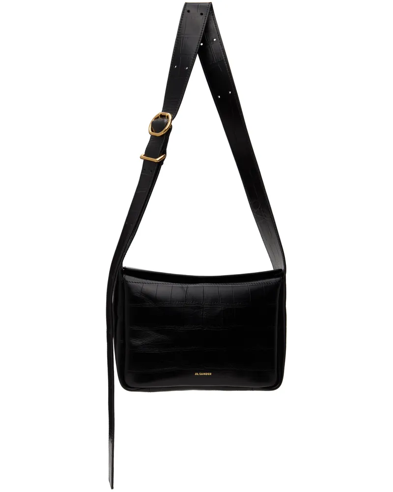 Jil Sander Black Flap Messenger XS Bag Black