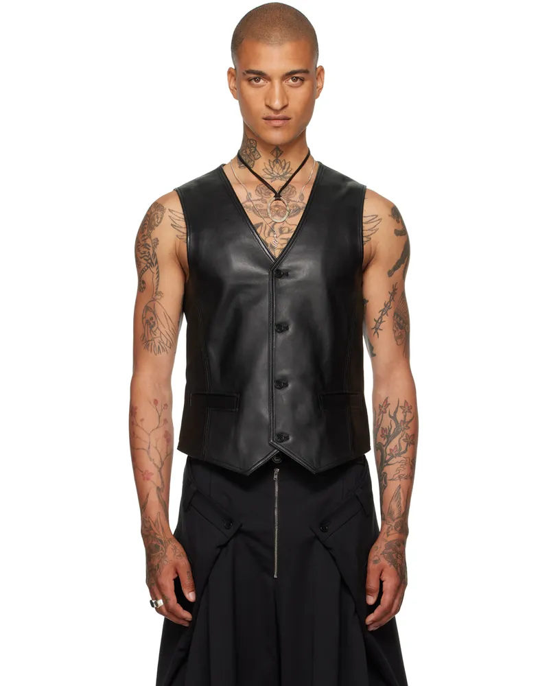LU'U DAN Black Tailored Leather Vest Black