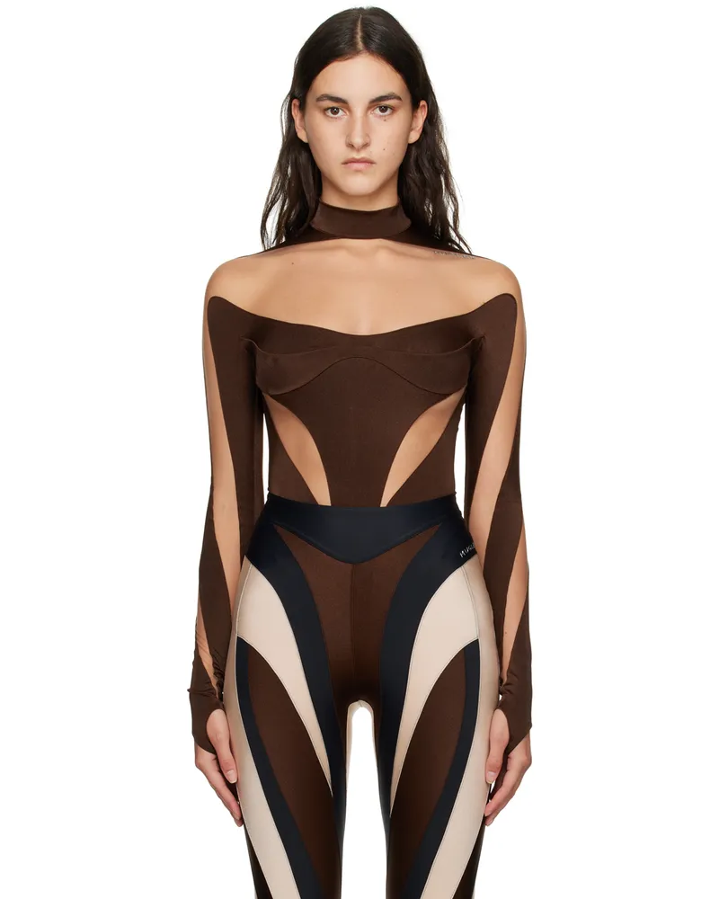Thierry Mugler Brown Illusion Bodysuit B7001