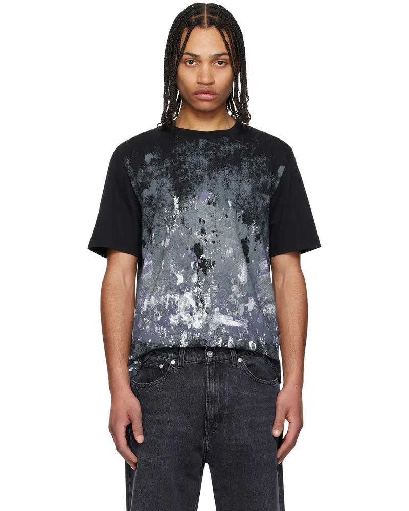 Rag & Bone Black Splatter Print T-shirt Blackgreen