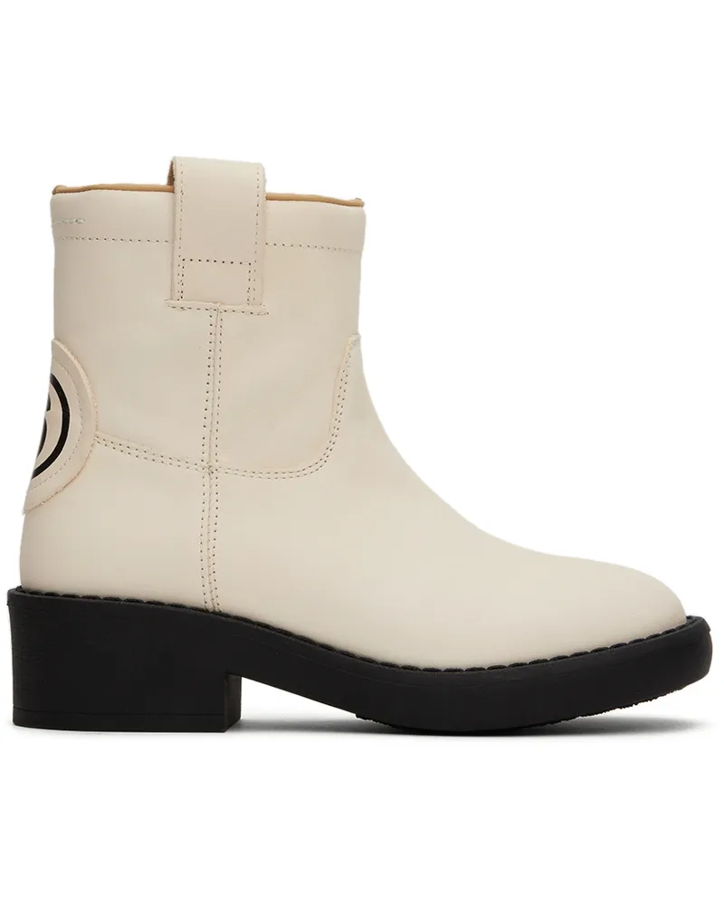 Maison Margiela Kids Off-White Leather Boots 2