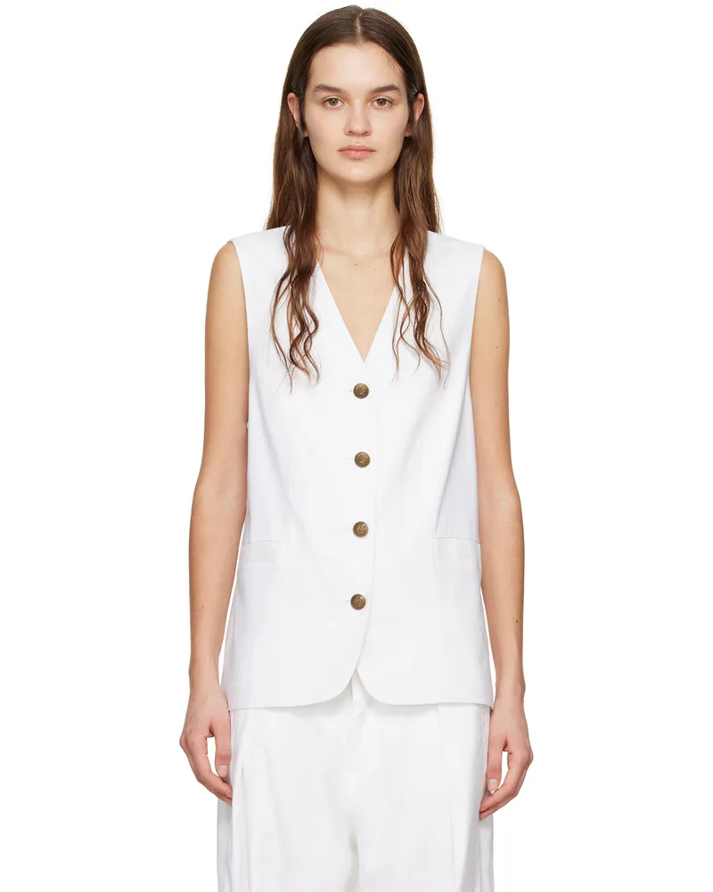 Rag & Bone White Button Vest White