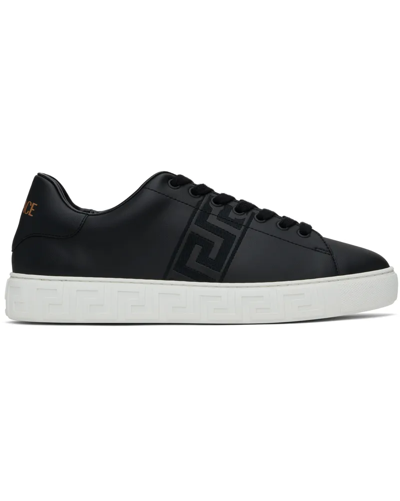 Versace Black Embroidered Greca Sneakers 2b200-black+black