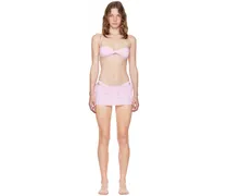 Pink Bikini & Mini Skirt Set