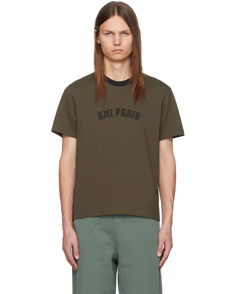 AMI Paris Brown 'Ami Paris' T-shirt Dark