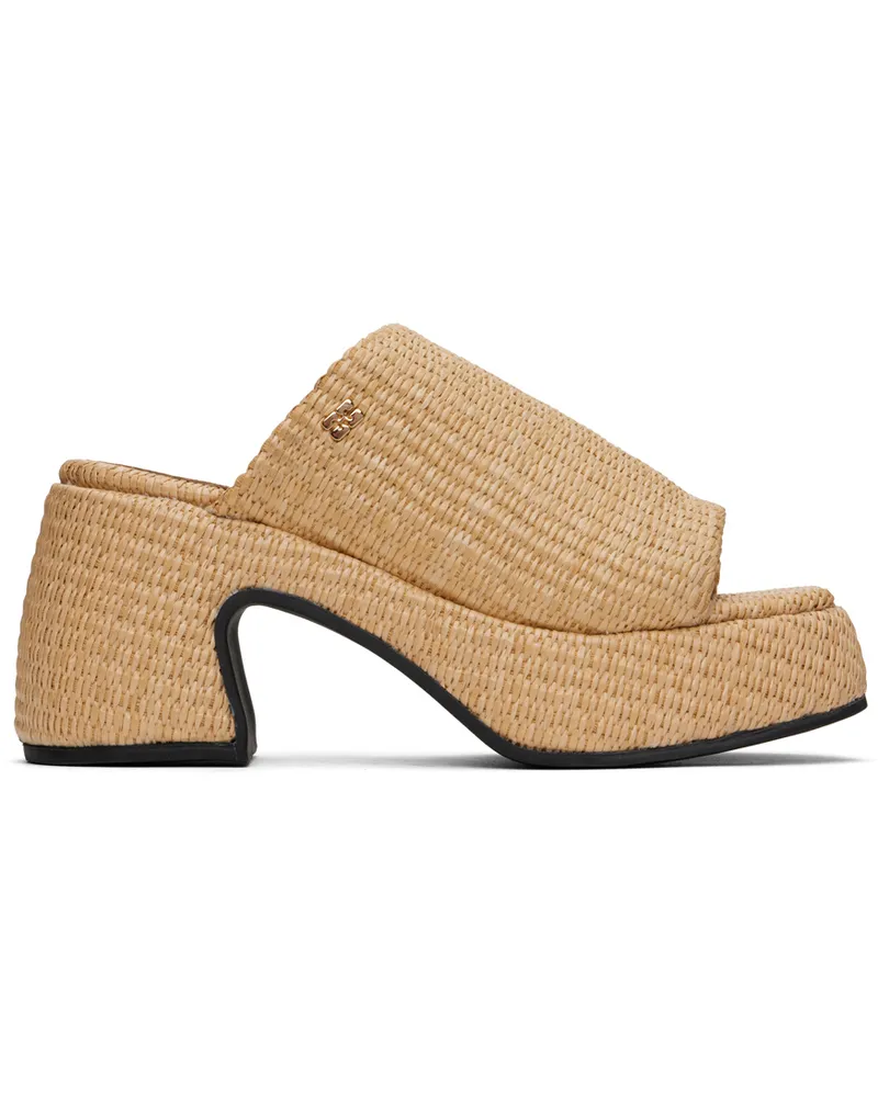 Ganni Tan Butterfly Platform Raffia Heeled Sandals 009