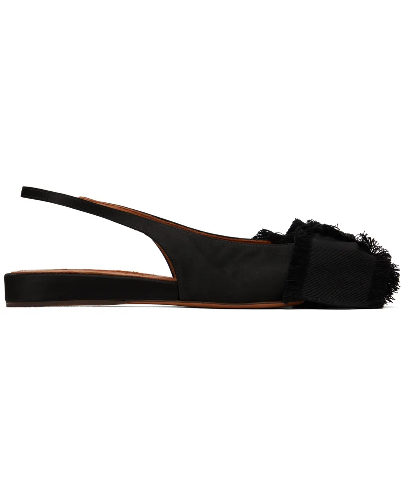 Lanvin Black Slingback Satin Ballerina Flats 10