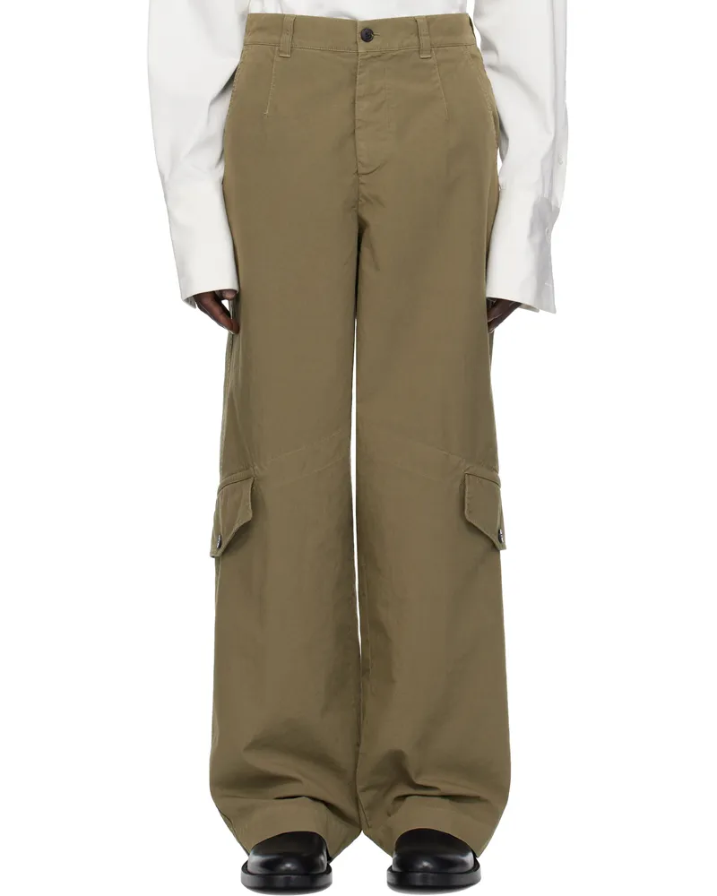 Dries van Noten Khaki Cotton Cargo Pants 805