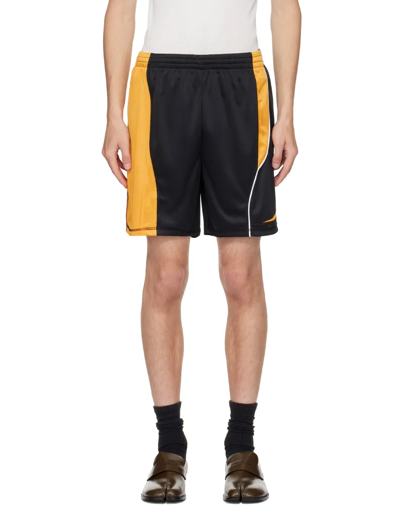 Martine Rose Black & Yellow Collage Football Shorts Black-gold