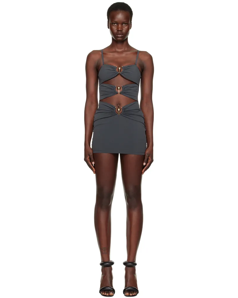 Christopher Esber Gray Pierced Orbit Minidress Charcoal