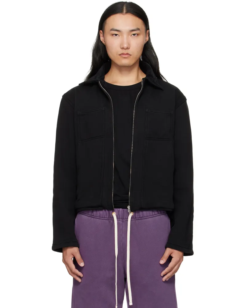 LES TIEN Black Heavyweight Utility Jacket Jet