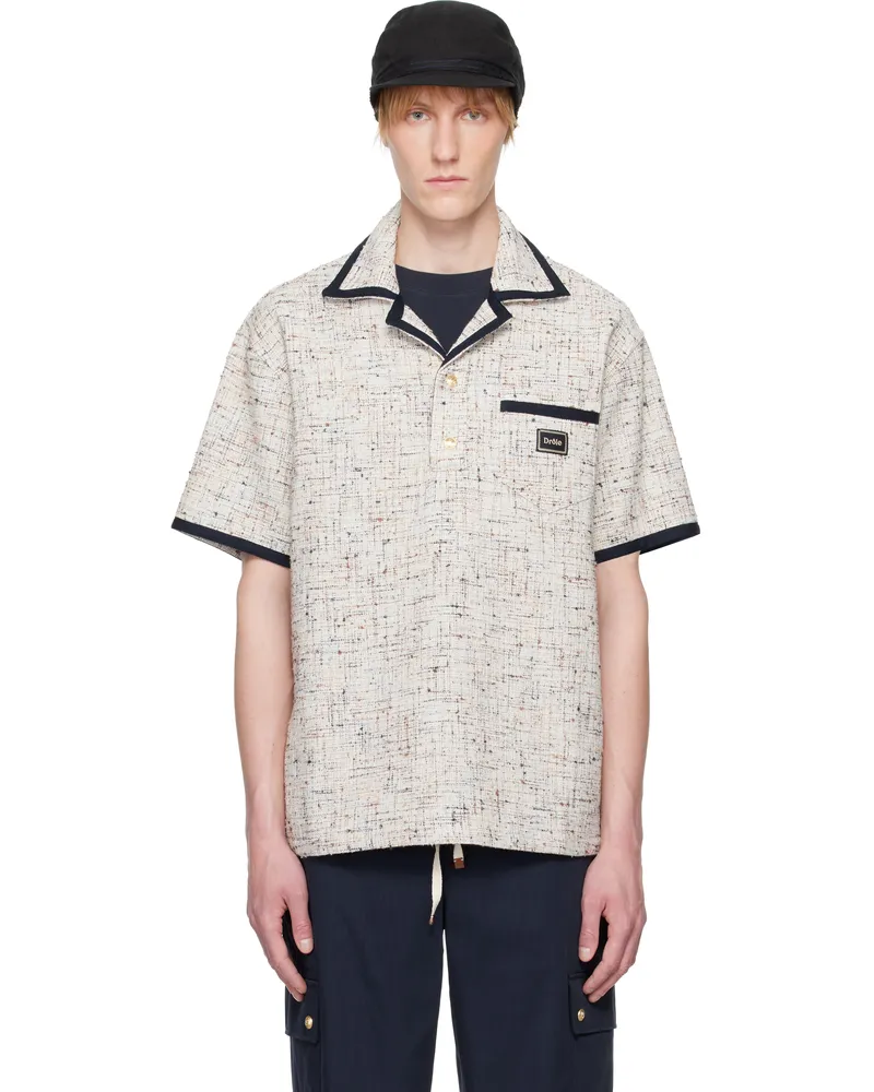 Drôle de Monsieur Beige & Navy 'Le Polo Drôle Tweed' Polo Multicolor